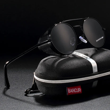 Sonnenbrille Steampunk rund polarisiert UV400 Vintage Herren Damen