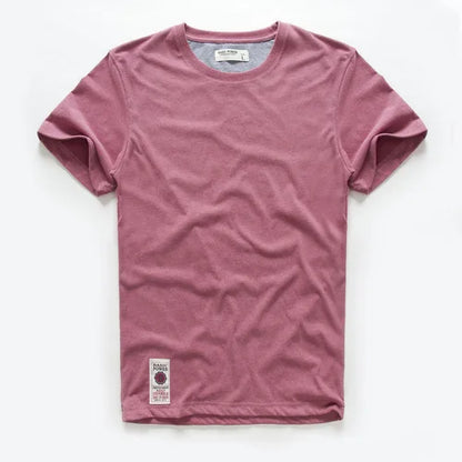 Männer T-Shirt aus Baumwolle im einfarbigen Design mit klassischem O-Ansatz