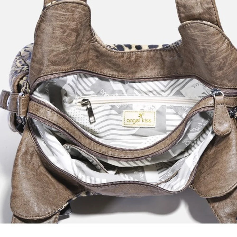 Damen-Handtasche Leopard-Print Stilvolle Schultertasche Top-Handle für den Alltag