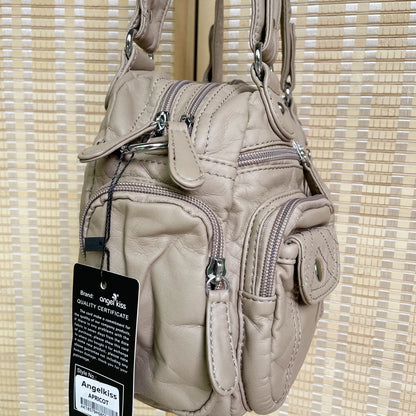 Damen-Schultertasche aus PU-Leder in kompakter Bauweise mit Angenehmer Haptik und Mehrfachfächern