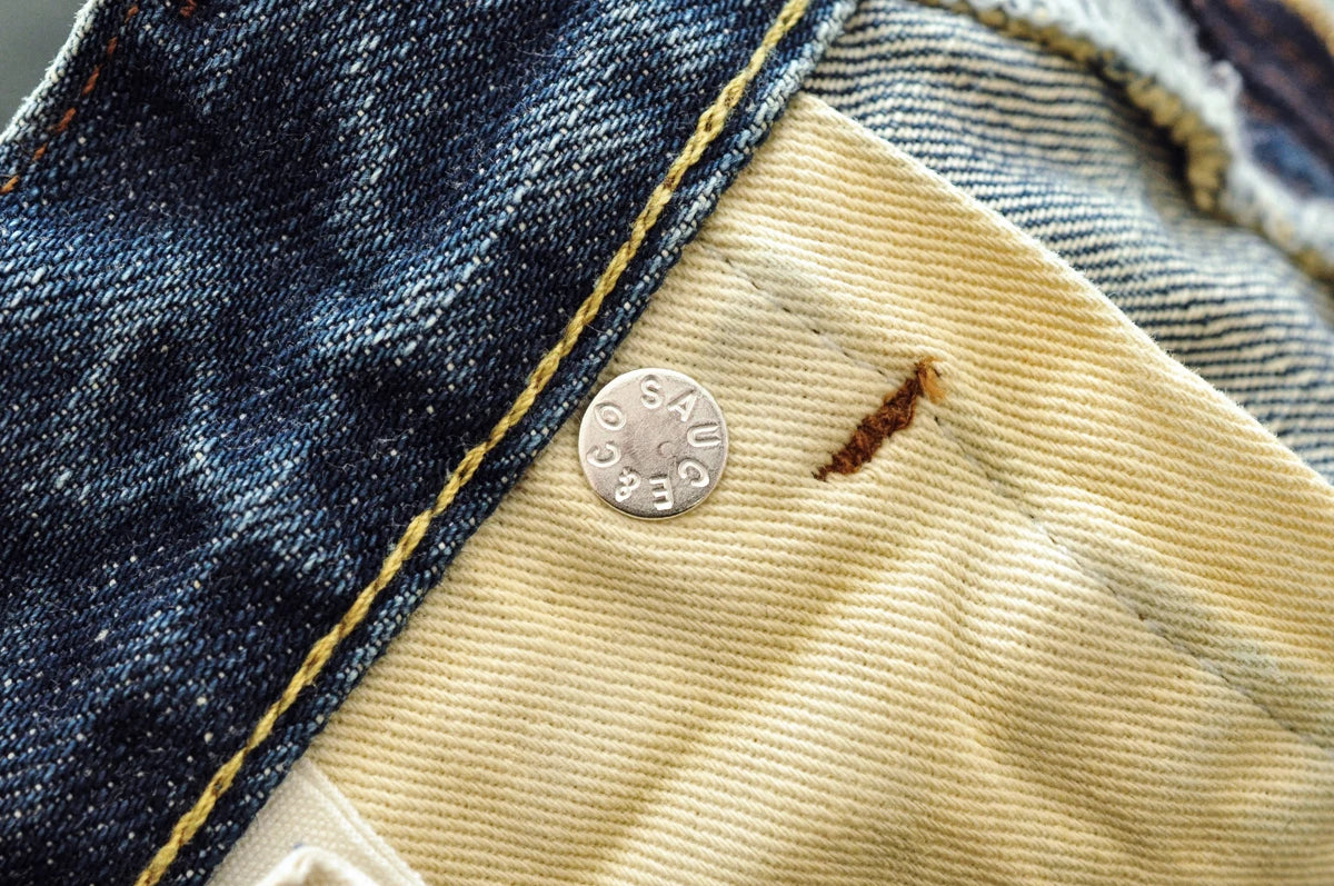 Herren Jeans im Used-Look mit Schnurrbart-Effekt aus Selvedge-Denim