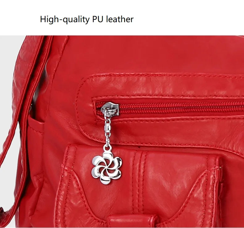 Damen-Schultertasche Aus Weichem PU-Lederimitat Mit Innenfach Und Reißverschluss Alltag Und Shopping