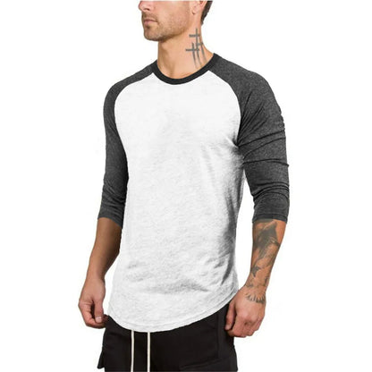 Männer T-Shirt aus reiner Baumwolle mit Slim Fit und sieben-Punkt Hülsen