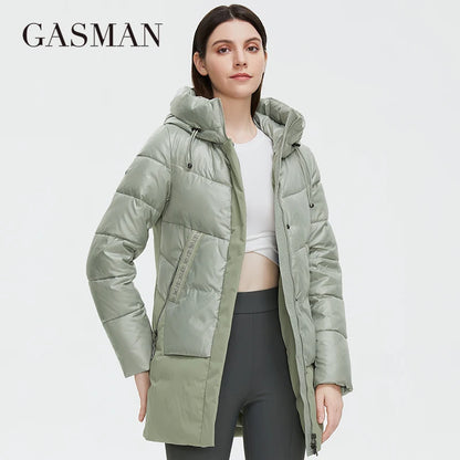 Damen-Wintermantel mit Kapuze und dicker Fütterung – modische, winddichte Daunenjacke