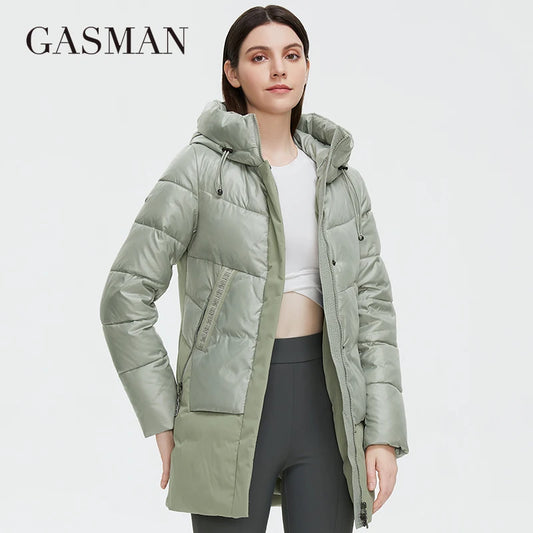 Damen-Wintermantel mit Kapuze und dicker Fütterung – modische, winddichte Daunenjacke