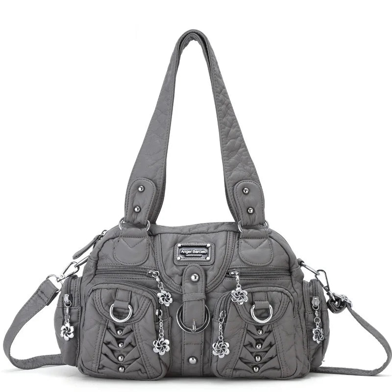 Damen-Satchel-Handtasche aus PU-Leder mit Reißverschluss und viel Stauraum für Alltag und Freizeit