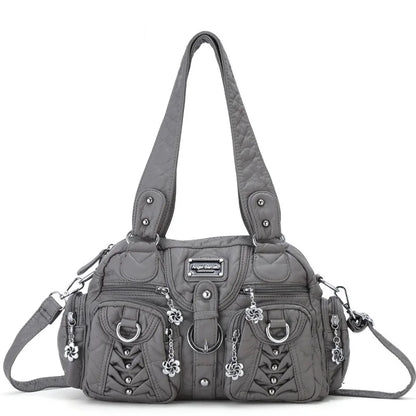 Damen-Satchel-Handtasche aus PU-Leder mit Reißverschluss und viel Stauraum für Alltag und Freizeit