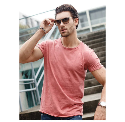 100% Baumwolle Männer T-shirt Casual Weiche Fitness Sommer Dünne T-shirts männer Hause Kleidung Oansatz Kurzarm Soild T Shirt für Männer