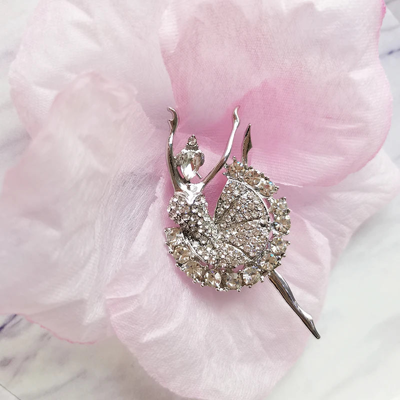 Brosche Ballett Tänzerin Strass Goldfarbig Hijab Pins Anmutig Damen