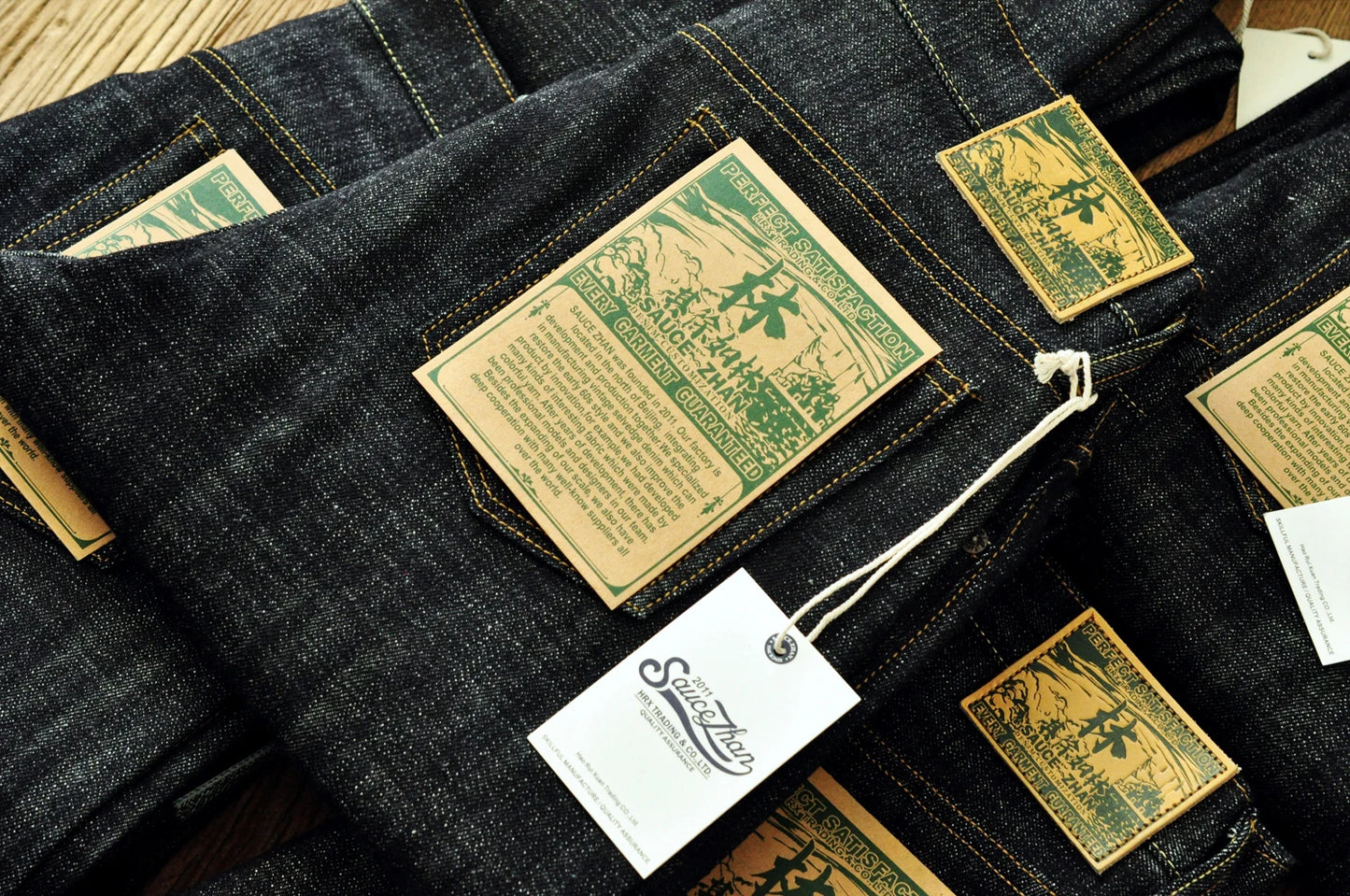 Herren Jeans im Vintage-Stil aus Selvedge Raw Denim mit Silber-überzogenen Knöpfen