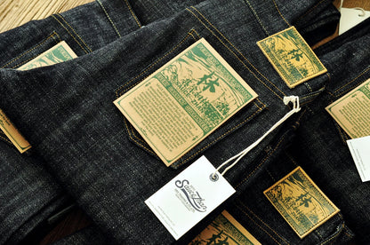 Herren Jeans im Vintage-Stil aus Selvedge Raw Denim mit Silber-überzogenen Knöpfen