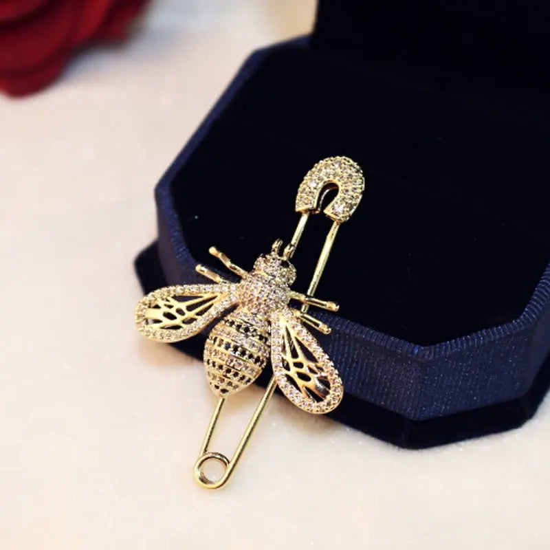 Brosche Biene Kristall Gold Hohl Luxus Mantel Schal Schmuck Damen