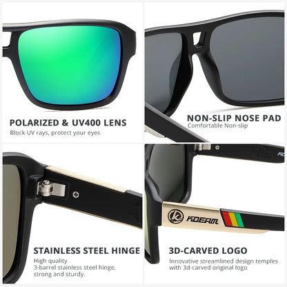 Sonnenbrille quadratisch übergroß polarisiert Blitzspiegel Hartbox Herren