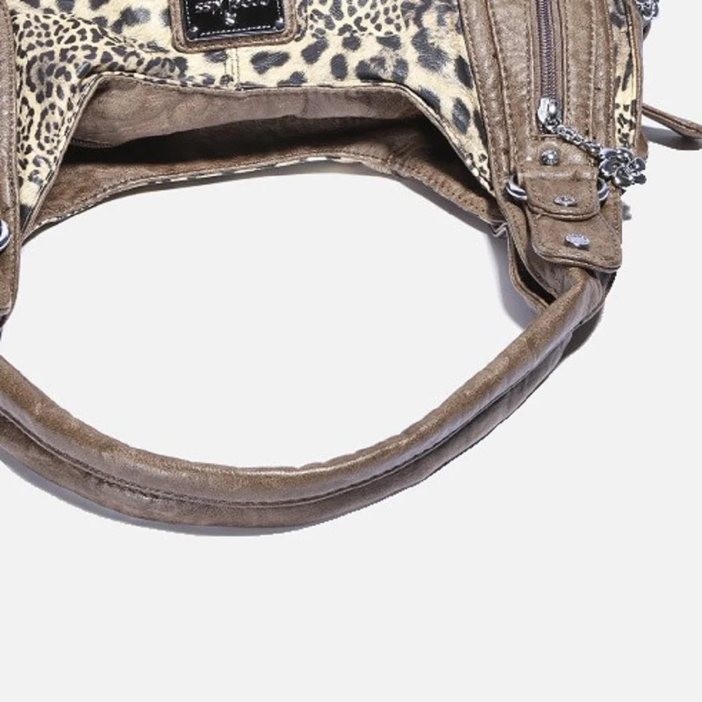 Damen-Schultertasche Leopardenmuster Top-Handle Design für Alltag mit großer Kapazität