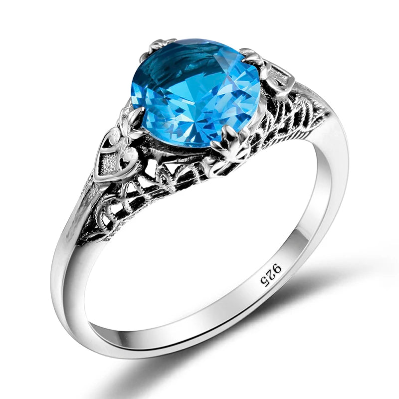 Damen-Ring Aus Sterlingsilber Mit Amethyst Stein Und Vintage-Design Echtschmuck Schmuckstück