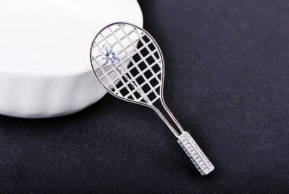 Brosche Badminton Schläger Kupfer Zirkon Sport Mode Damen