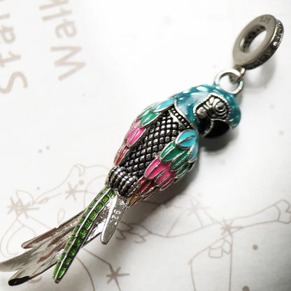 Damen-Charm-Anhänger Papagei bunt IV aus Sterlingsilber