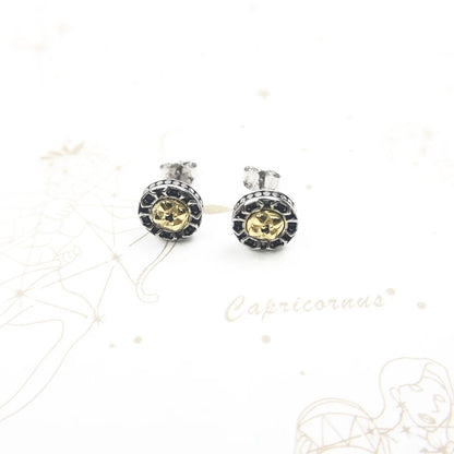 Damen-Ohrstecker Kreuz schwarz Gold Vintage aus Sterlingsilber