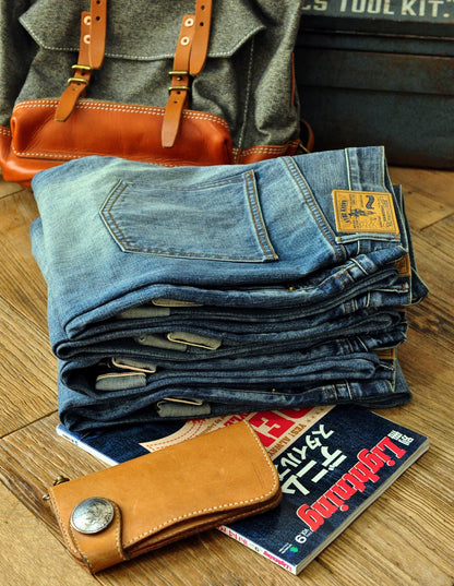 Herren Jeans im Used-Look mit Schnurrbart-Effekt aus Selvedge-Denim