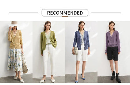 Damen-Strickjacke V-Ausschnitt dünn locker Patchwork Sommer