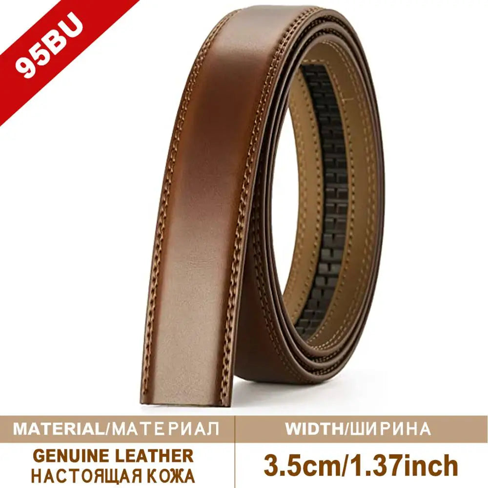 Herren Leder-Gürtelriemen ohne Schnalle 3,5 cm Rindsleder Casual Business