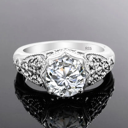 Damen-Ring aus 925er Sterling Silber mit Zirkonstein, Verlobungsring Schmuck für Alltag