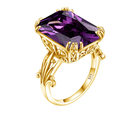 Damen-Ring aus 925er Silber mit großem rechteckigem Citrinstein für eleganten Alltagslook