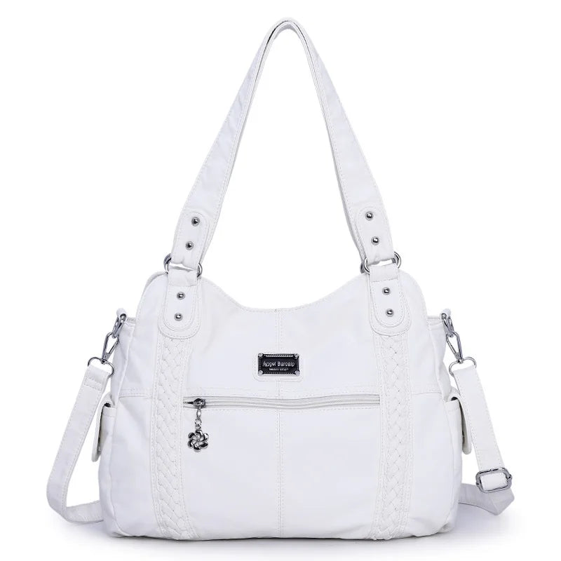 Damen-Schultertasche Aus PU-Leder Mit Reißverschluss Und Innenfächern Großes Stauraumvolumen