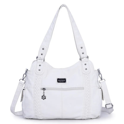 Damen-Schultertasche Aus PU-Leder Mit Reißverschluss Und Innenfächern Großes Stauraumvolumen