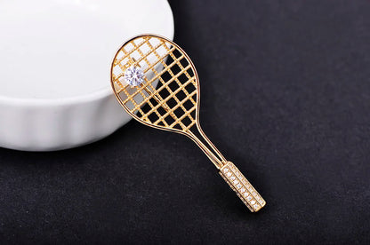 Brosche Badminton Schläger Kupfer Zirkon Sport Mode Damen