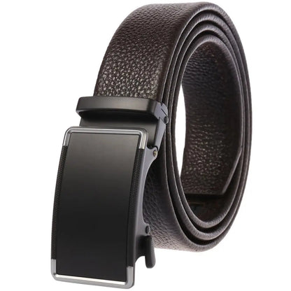 Herren-Gürtel aus Leder mit automatischem Schnallenverschluss, Breite 3,5 cm, Länge 100–130 cm