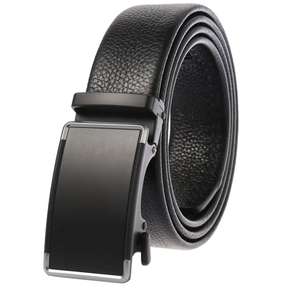 Herren-Gürtel aus Leder mit automatischem Schnallenverschluss, Breite 3,5 cm, Länge 100–130 cm