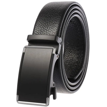 Herren-Gürtel aus Leder mit automatischem Schnallenverschluss, Breite 3,5 cm, Länge 100–130 cm