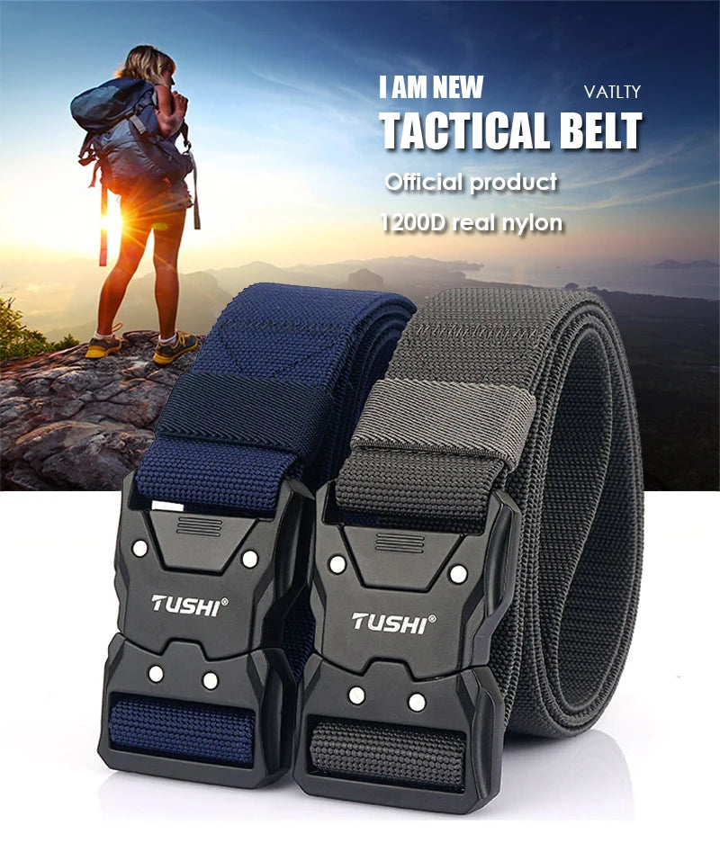 Unisex-Gürtel Aus Elastischem Nylon Mit Metall-Schnalle Und Schnellverschluss, Universell Verstellbar