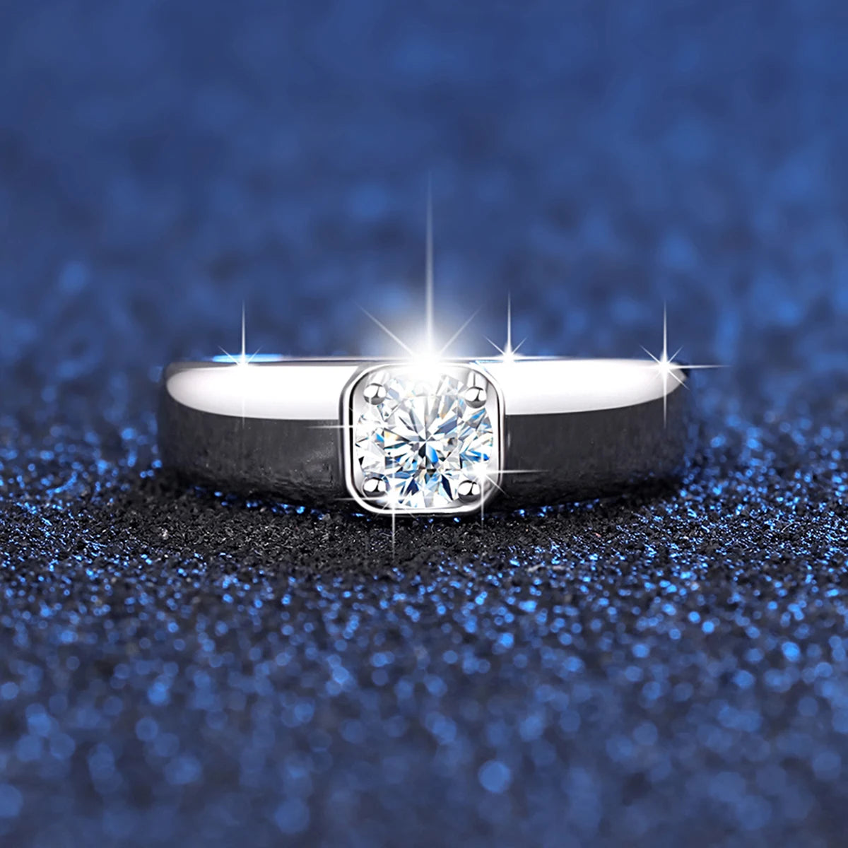 Herren-Ring aus Moissanit mit 0,5 Karat Exzellenter Schliff und Zertifikat für Verlobung