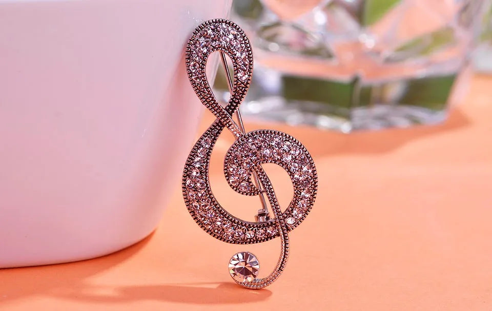 Brosche Musiknote Strass Vintage Antik Luxus Geschenk Damen