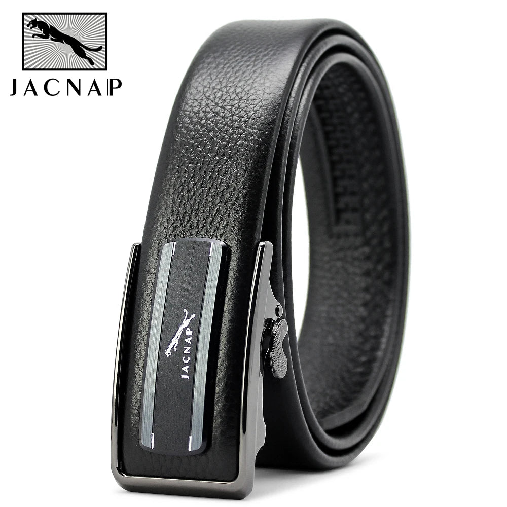 Herren Ratchet Ledergürtel 3,5 cm Automatik-Schnalle abriebfest Innenriemen