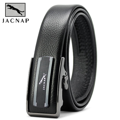 Herren Ratchet Ledergürtel 3,5 cm Automatik-Schnalle abriebfest Innenriemen