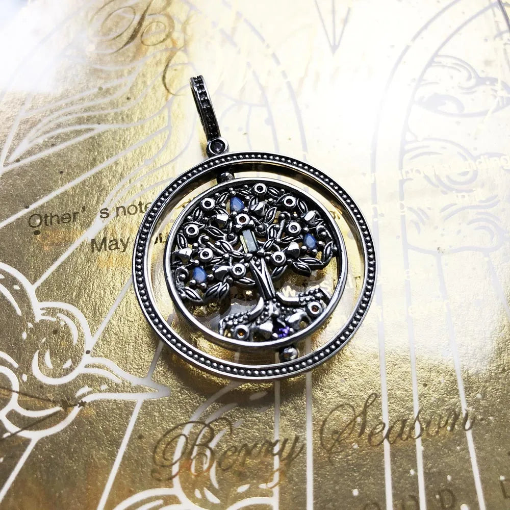 Damen-Charm-Anhänger Lebensbaum rotierend Glück II aus Sterlingsilber