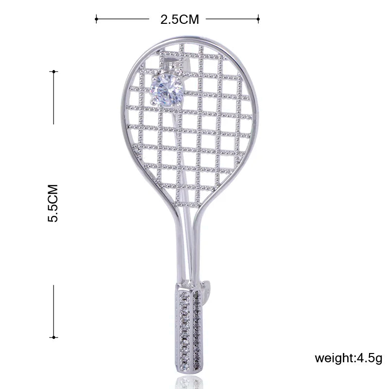 Brosche Badminton Schläger Kupfer Zirkon Sport Mode Damen