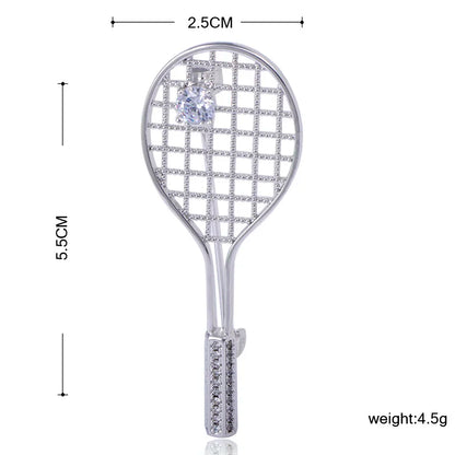 Brosche Badminton Schläger Kupfer Zirkon Sport Mode Damen