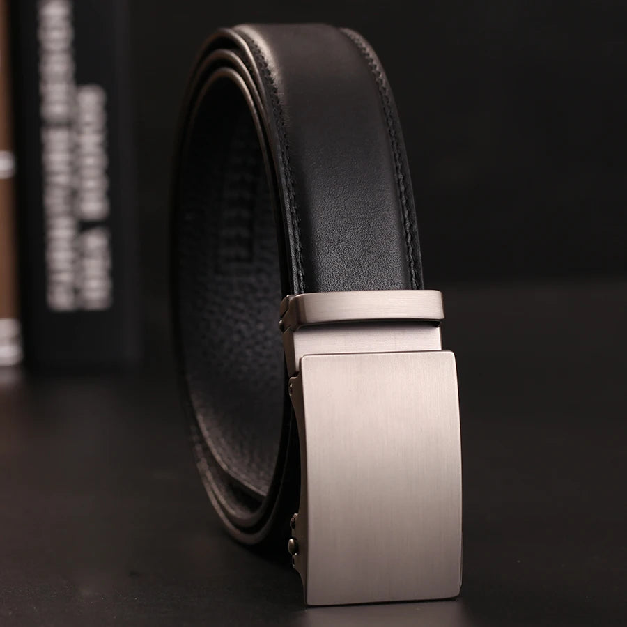 Herren Echtleder-Gürtel Business Casual 3,5 cm Automatik-Schnalle Rindsleder Hochwertig