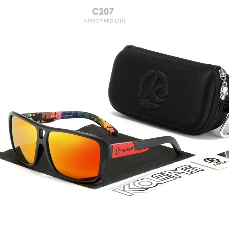 Sonnenbrille quadratisch übergroß polarisiert Blitzspiegel Hartbox Herren