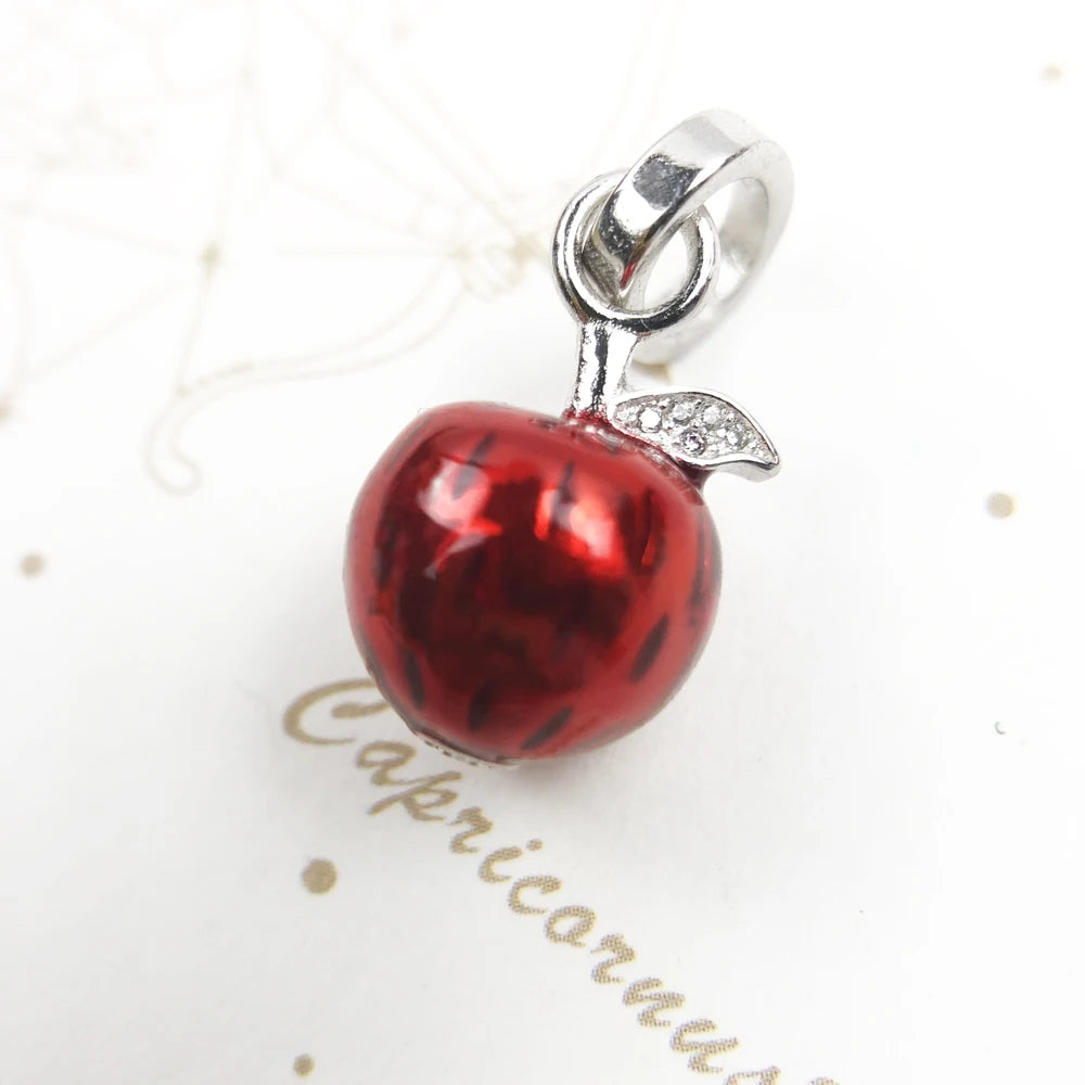 Damen-Charm-Anhänger Apfel rot Symbol Perfektion aus Sterlingsilber