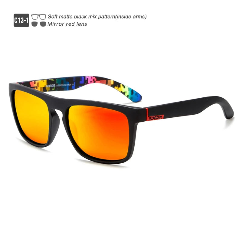 Sonnenbrille quadratisch flaches Top polarisiert Spiegel Hartschale Herren