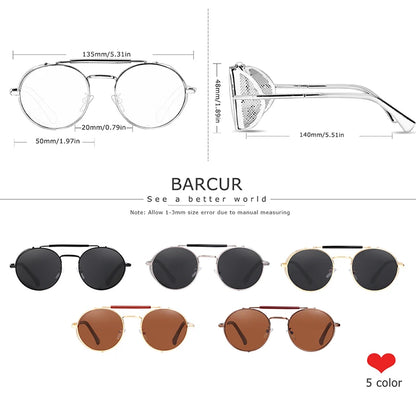 Sonnenbrille Steampunk rund polarisiert UV400 Vintage Herren Damen