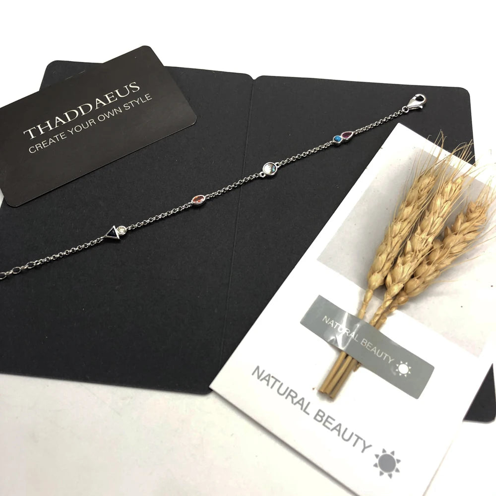 Damen-Armband bunte Natursteine Böhmen aus Sterlingsilber