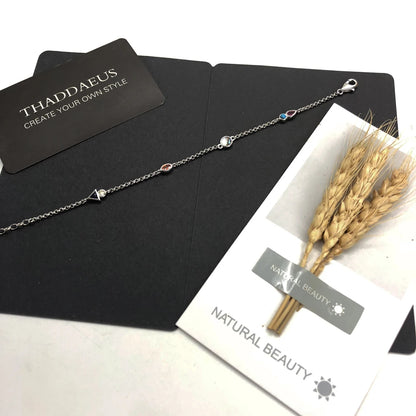Damen-Armband bunte Natursteine Böhmen aus Sterlingsilber