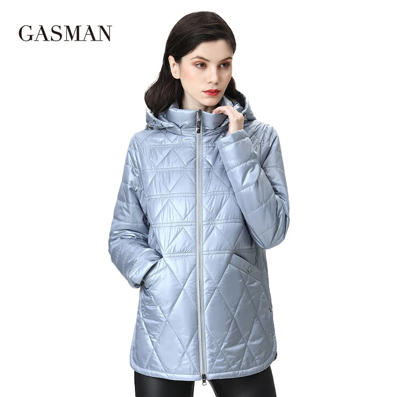 Mittellanger Damen-Trenchcoat mit Gürtel und Kapuze in großen Größen – sportlicher Windbreaker in Unifarben für den Herbst