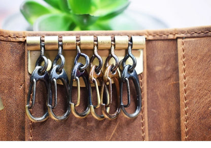 Unisex-Schlüsselmappe Multifunktionaler Organizer aus echtem Rindsleder Kompakt und Praktisch